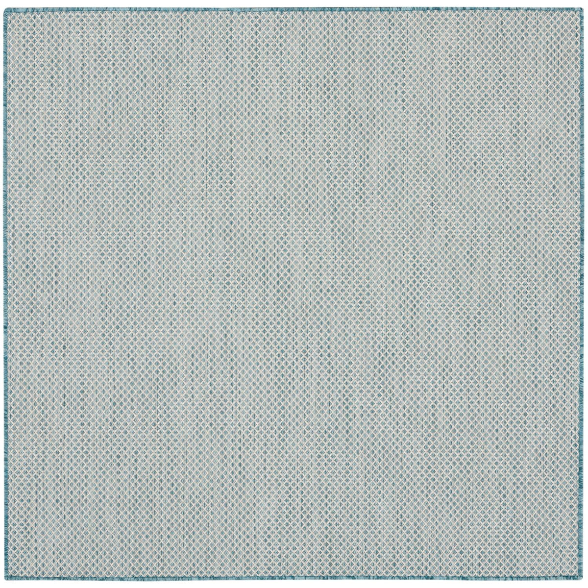 Nourison Courtyard Indoor/Outdoor Ivory/Aqua 4' X Square Area Rug, Easy Cleaning, Non Shedding, Bed Room, Living Room, Dining Ro