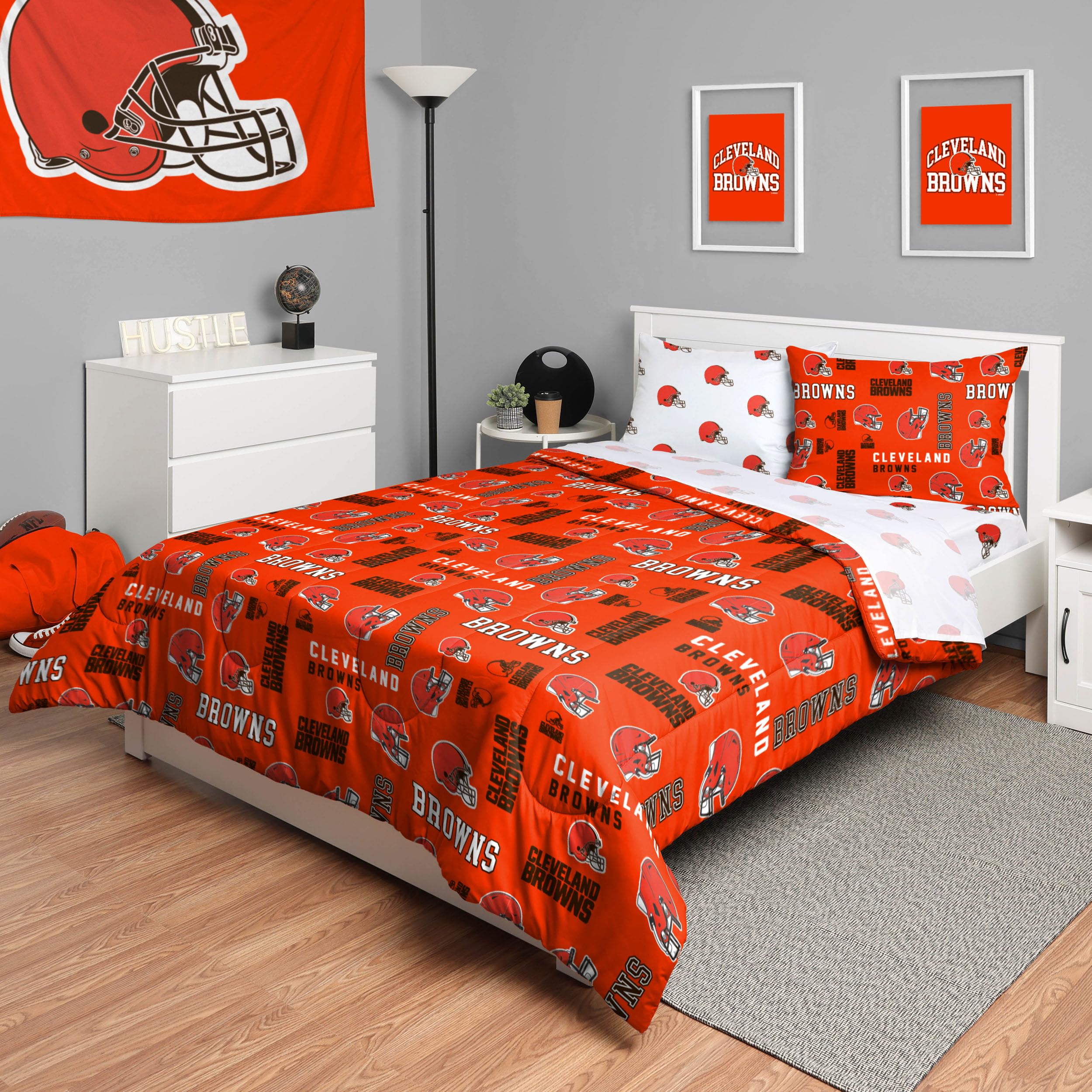 Foco Cleveland Browns Nfl Team Color Bed In A Bag Comforter Bedding 5 Piece Full Set