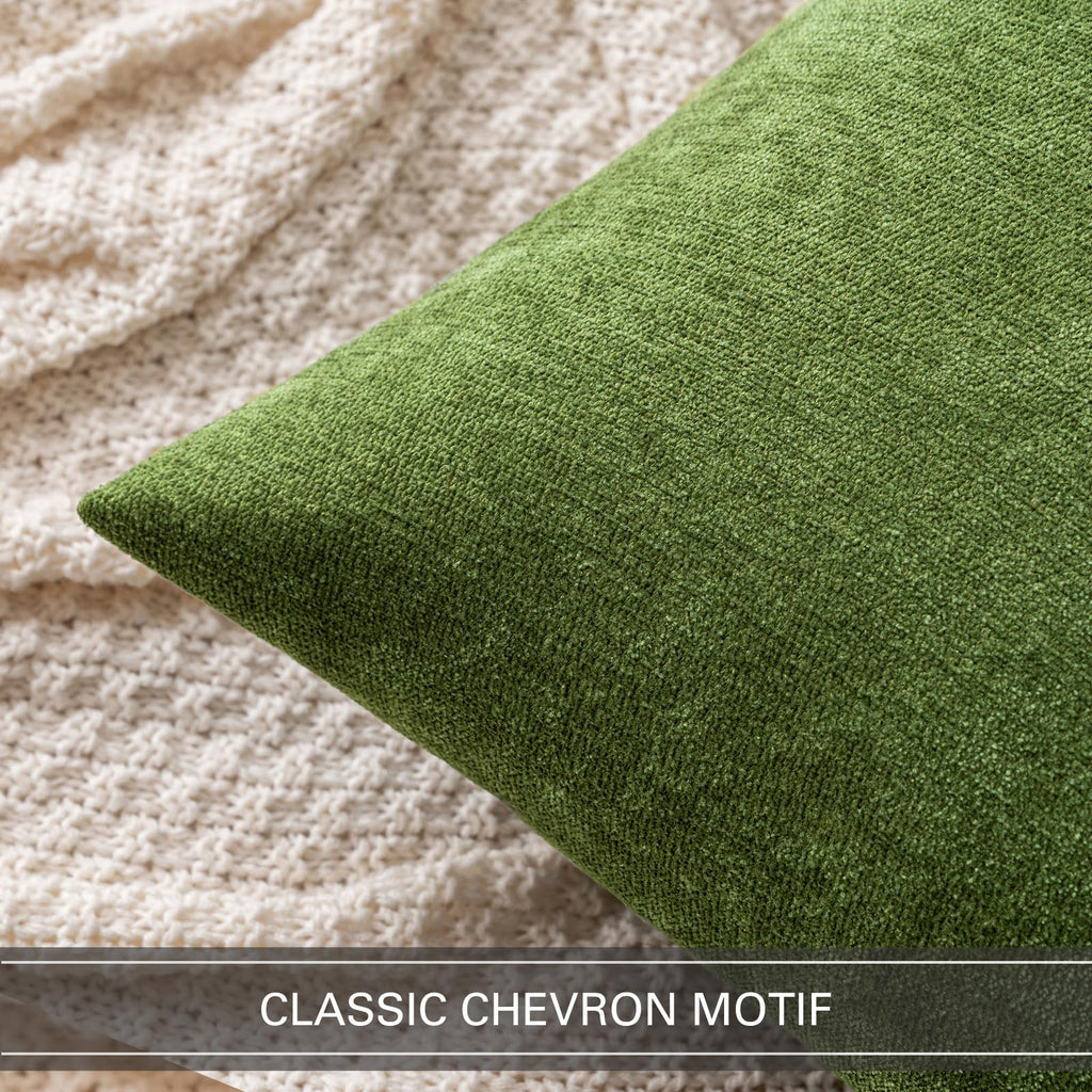 Miulee Pack Of 2 Moss Green Decorative Pillow Covers 20X20 Inch Soft Chenille Couch Spring Throw Pillows Farmhouse Cushion Covers For Home Decor Sofa Bedroom Living Room