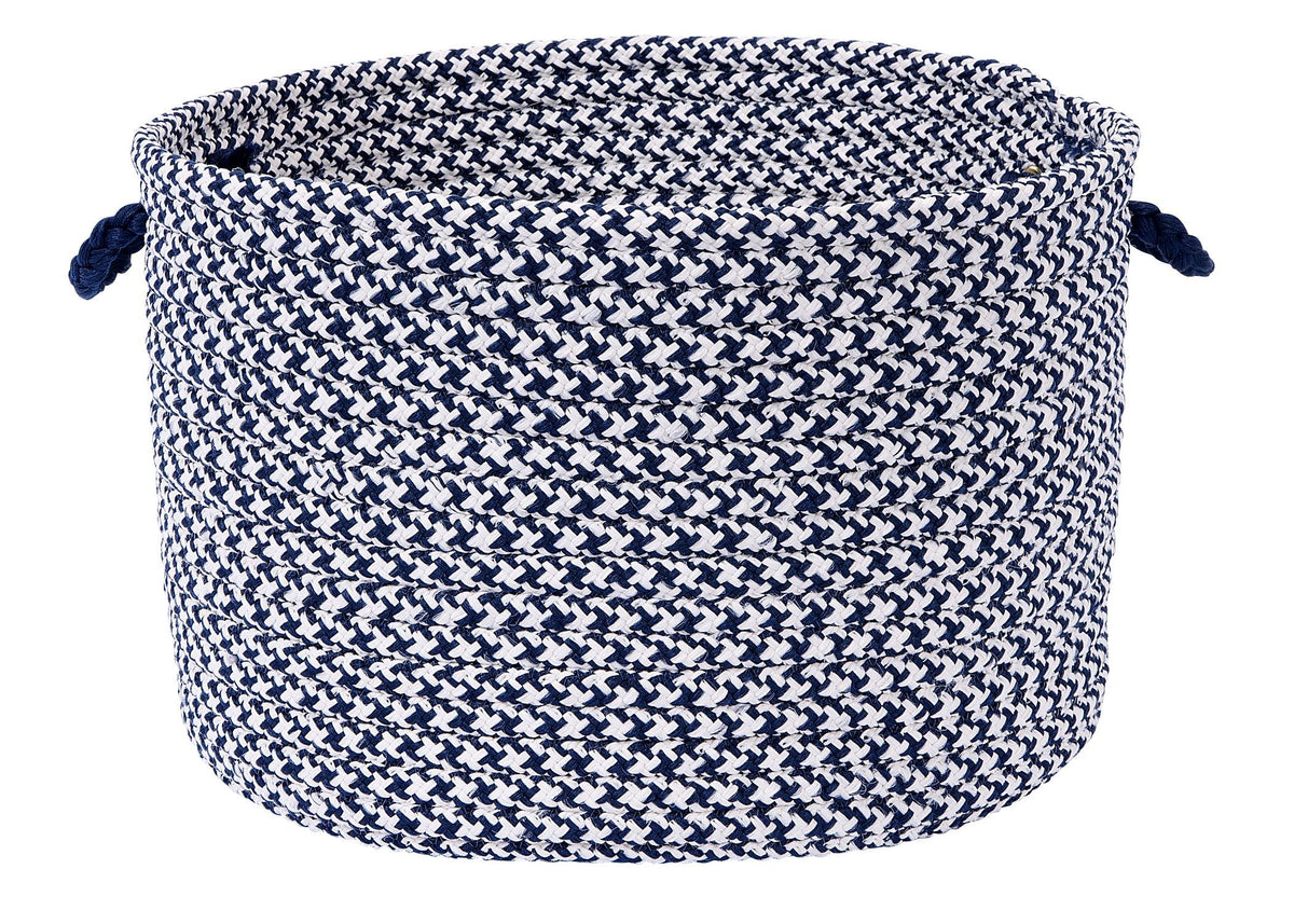 Colonial Mills Outdoor Houndstooth Tweed Utility Basket, 18 By 12-Inch, Navy