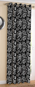 AIRWILL  Cotton Blackout and Room Darkening 9ft Long Door Curtains Pack of 1 pc. (Floral  Black)