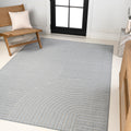 JONATHAN Y SCN100E-8 Hallie High-Low Minimalist Curve Geometric Light Blue/Cream 8 ft. x 10 ft. Indoor/Outdoor Area Rug for Pati