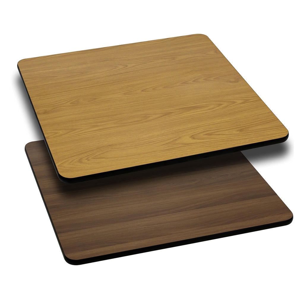 Flash Furniture Glenbrook 30'' Square Table Top with Natural or Walnut Reversible Laminate Top