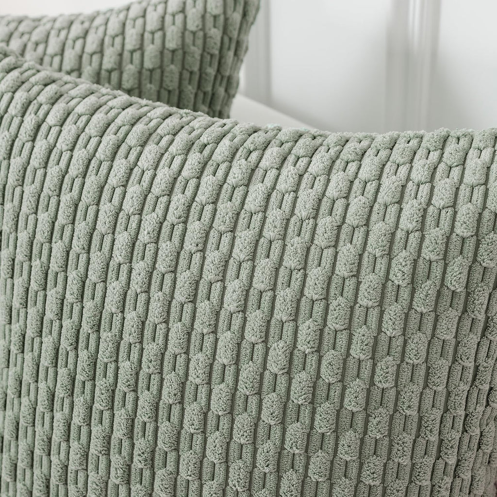 Kevin Textile Throw Pillow Covers Soft Corduroy Decorative Set Of 2 Boho Striped Pillow Covers Pillowcases Farmhouse Home Decor For Couch Bed Sofa Living Room 20X20 Inch Greyish Green