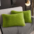 Werdim Shaggy Fluffy Faux Fur Pillowcases 2 Pack Button Closure Velvet Pillow Shams Standard/Queen Size (Lilac, 20 X 26 Inches)