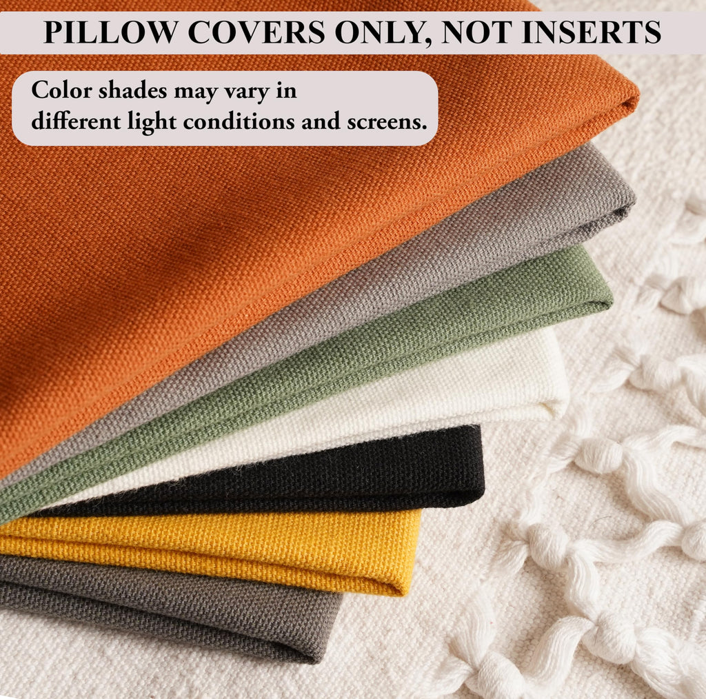Rely+ Cotton Throw Pillow Covers Black 20''X20'' Set Of 2 Decorative Zippered Throw Pillow Covers For Couch, Sofa, Farmhouse, An