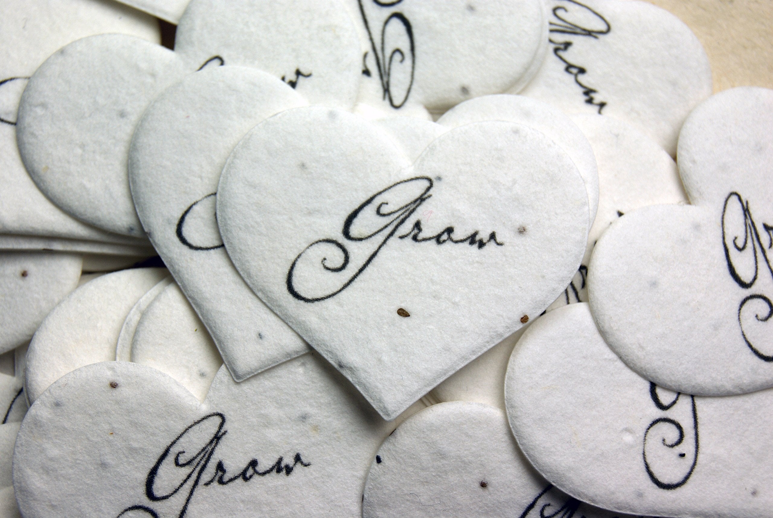 Grow Heart Shape Seed Embedded Cotton Handmade Paper Tags (Set Of 50)