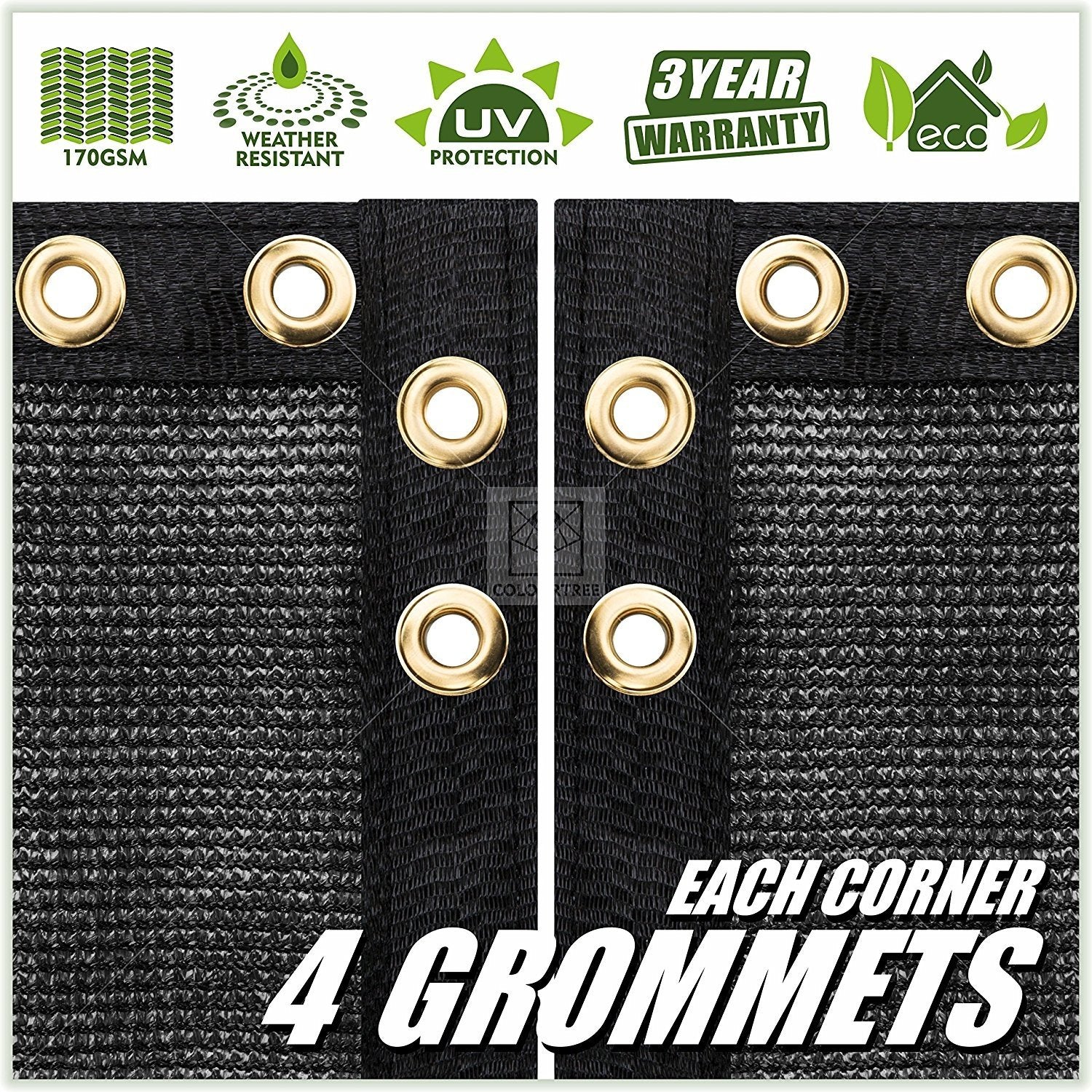 Colourtree Customized Size Fence Screen Privacy Screen Black 6' X 51' - Commercial Grade 170 Gsm - Heavy Duty - 3 Years Warranty - Cable Zip Ties Included