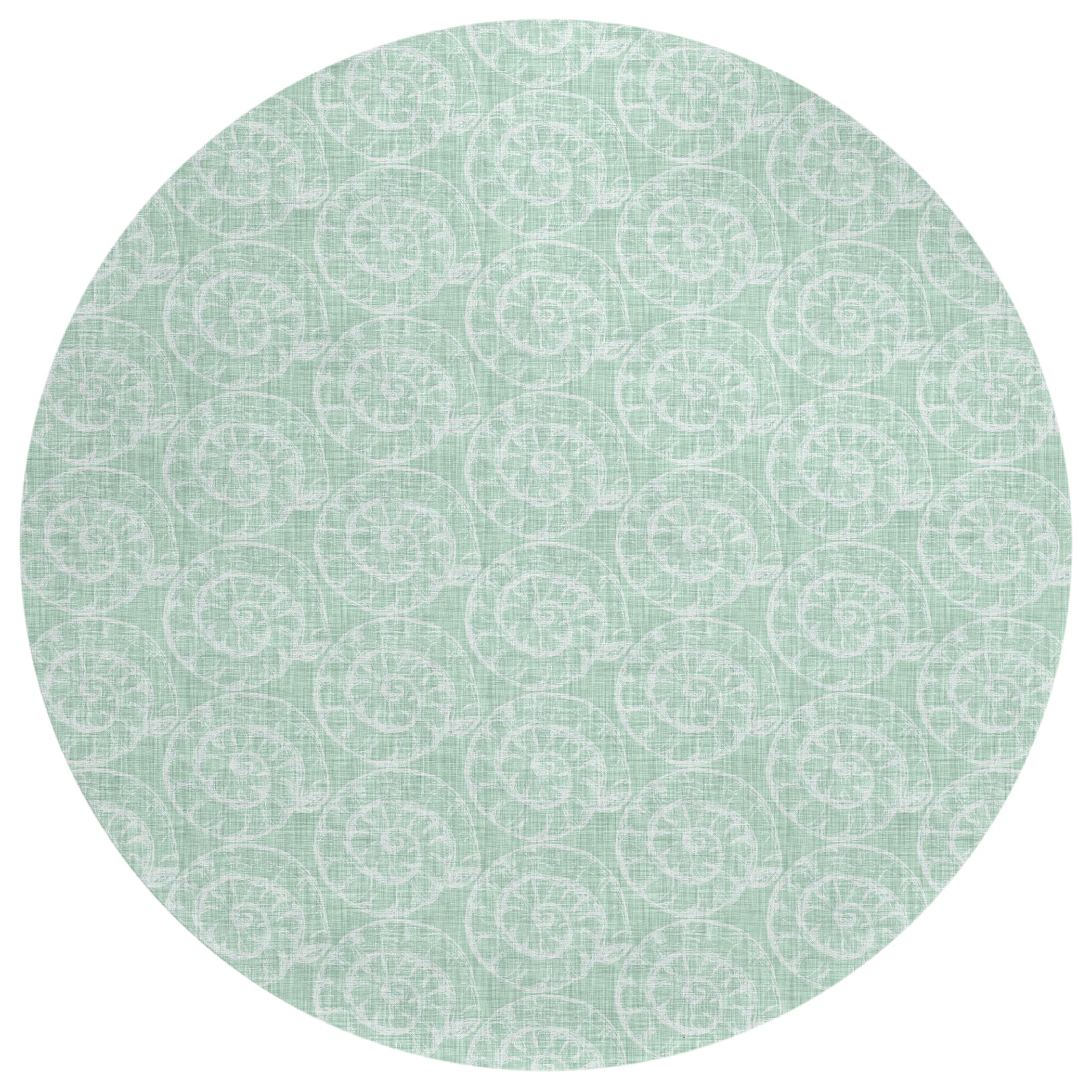 Addison Rugs Surfside Asr41 Green 8' X 8' Indoor Outdoor Round Rug, Easy Clean, Machine Washable, Non Shedding, Bedroom, Living Room, Dining Room, Kitchen, Patio Rug