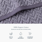 Texere 100% Organic Cotton Jacquard 650 Gsm Premium Bath Towel Sets - Extra Absorbent Quick Dry Towel Wrap (Cable, Granite, 4 Ba