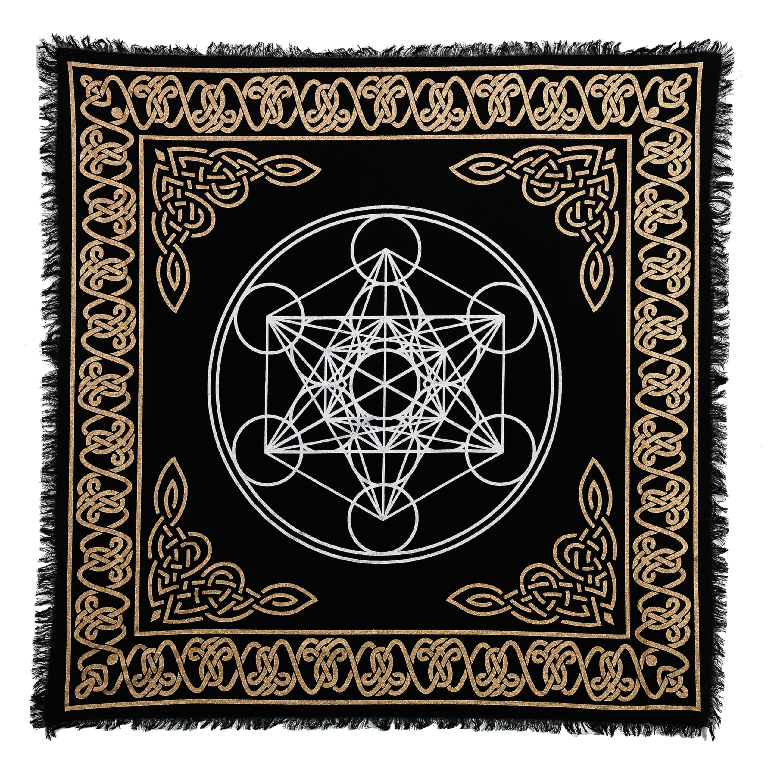Indian Consigners Altar Cloth Hexagonal Metatron Witchcraft Alter Tarot Spread Top Cloth Wiccan Square Spiritual 18 by 18 Sacred