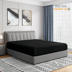 Cathay Home King Fitted Sheet - Double Brushed Ultra Soft – Wrinkle & Fade Resistant - 16' Deep Pocket Fitted Sheet Only - Good Fit For 14'-18' Deep Mattress (King, Black)