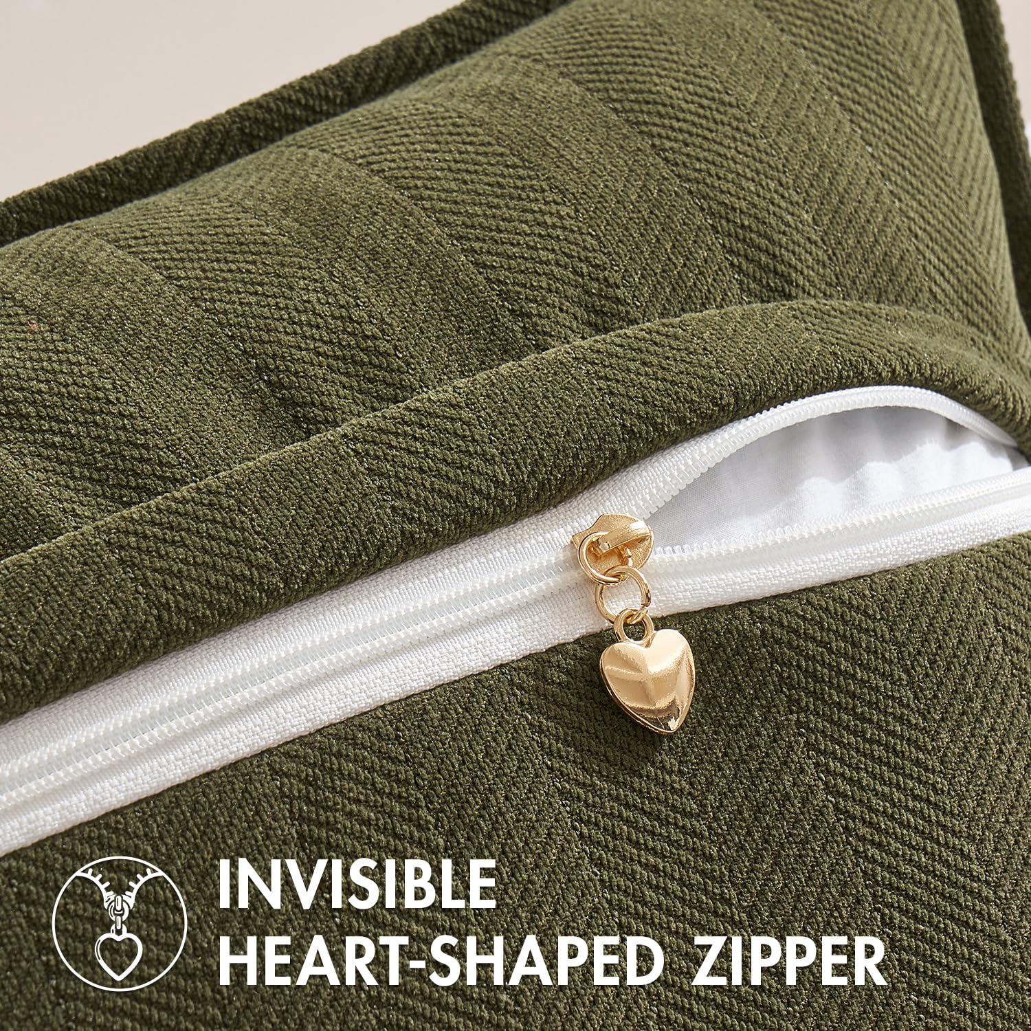 Miulee Pack Of 2 Olive Green Decorative Pillow Covers 18X18 Inch Soft Chenille Luxurious Couch Throw Pillows Farmhouse Cushion Covers With Elegant Design For Sofa Bedroom Living Room Home Decor