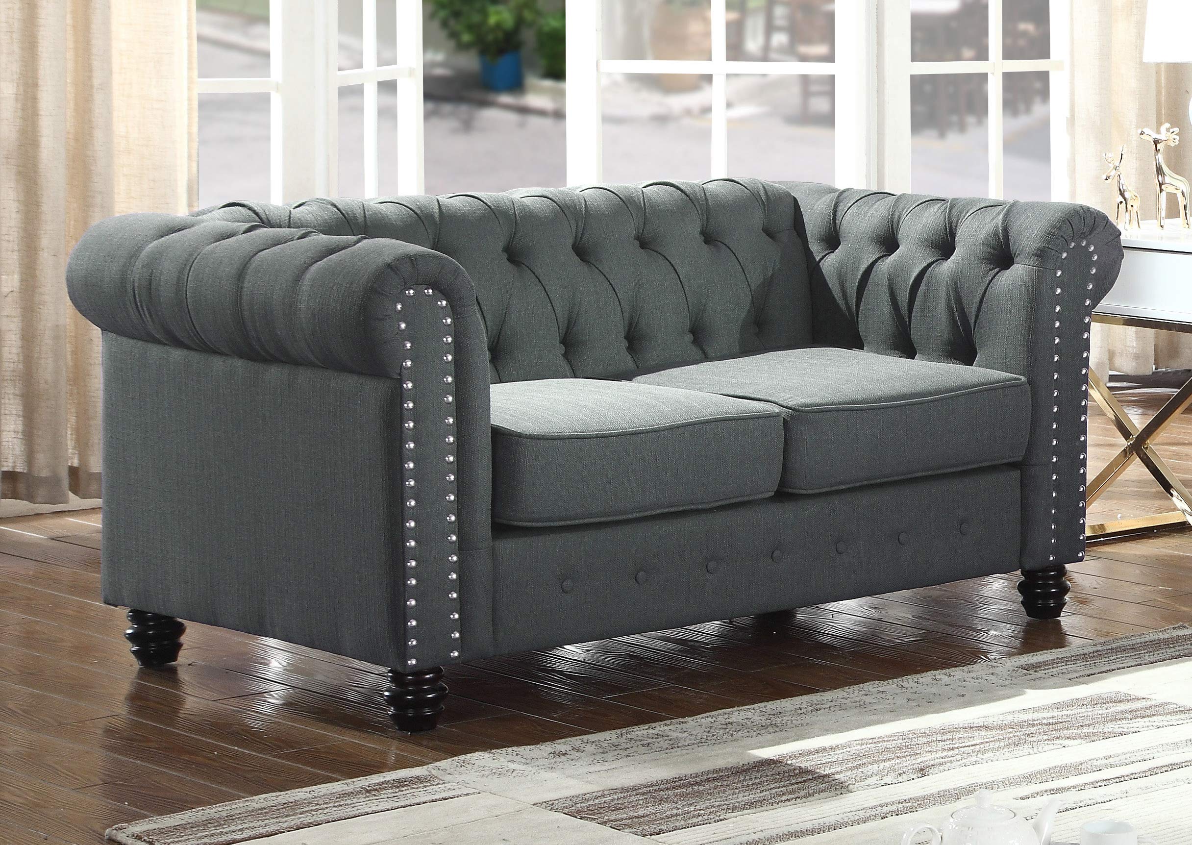 Best Master Furniture Venice 61" Tufted Velvet Upholstered Loveseat