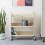 Safco 6 Shelf Rolling Book Cart, Slanted Single Sided for Library, Classroom, Office, Heavy Duty Steel, Sand
