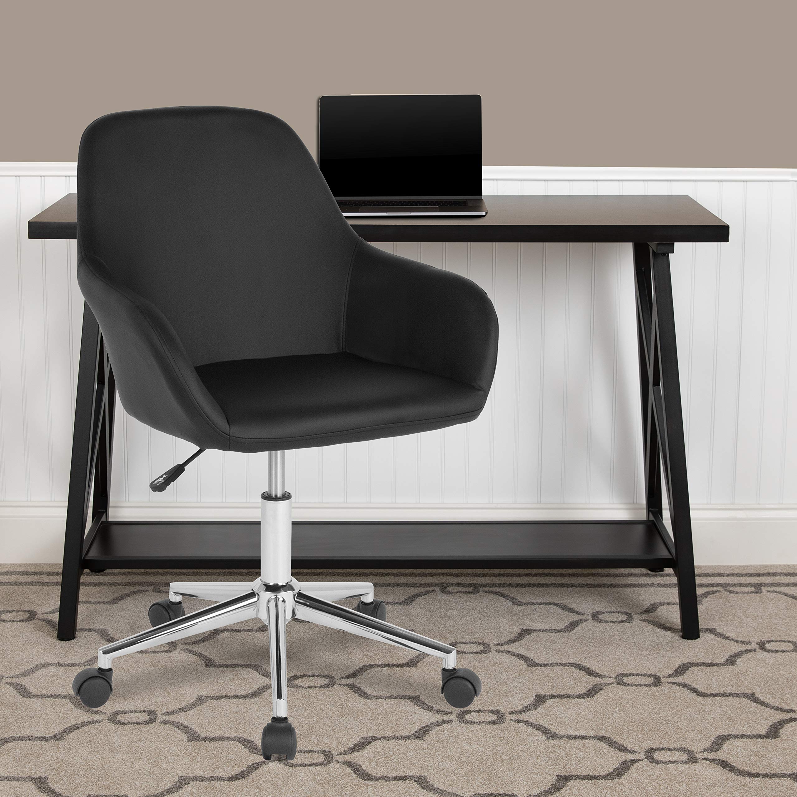 Flash Furniture Cortana Home And Office Mid-Back Chair In Black Leathersoft