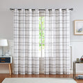 Randall White Grey Window Curtain Panel Pairs 95 Inches Long for Living Room Linen Blend Semi Sheers Grommets Top Rustic Farmhou