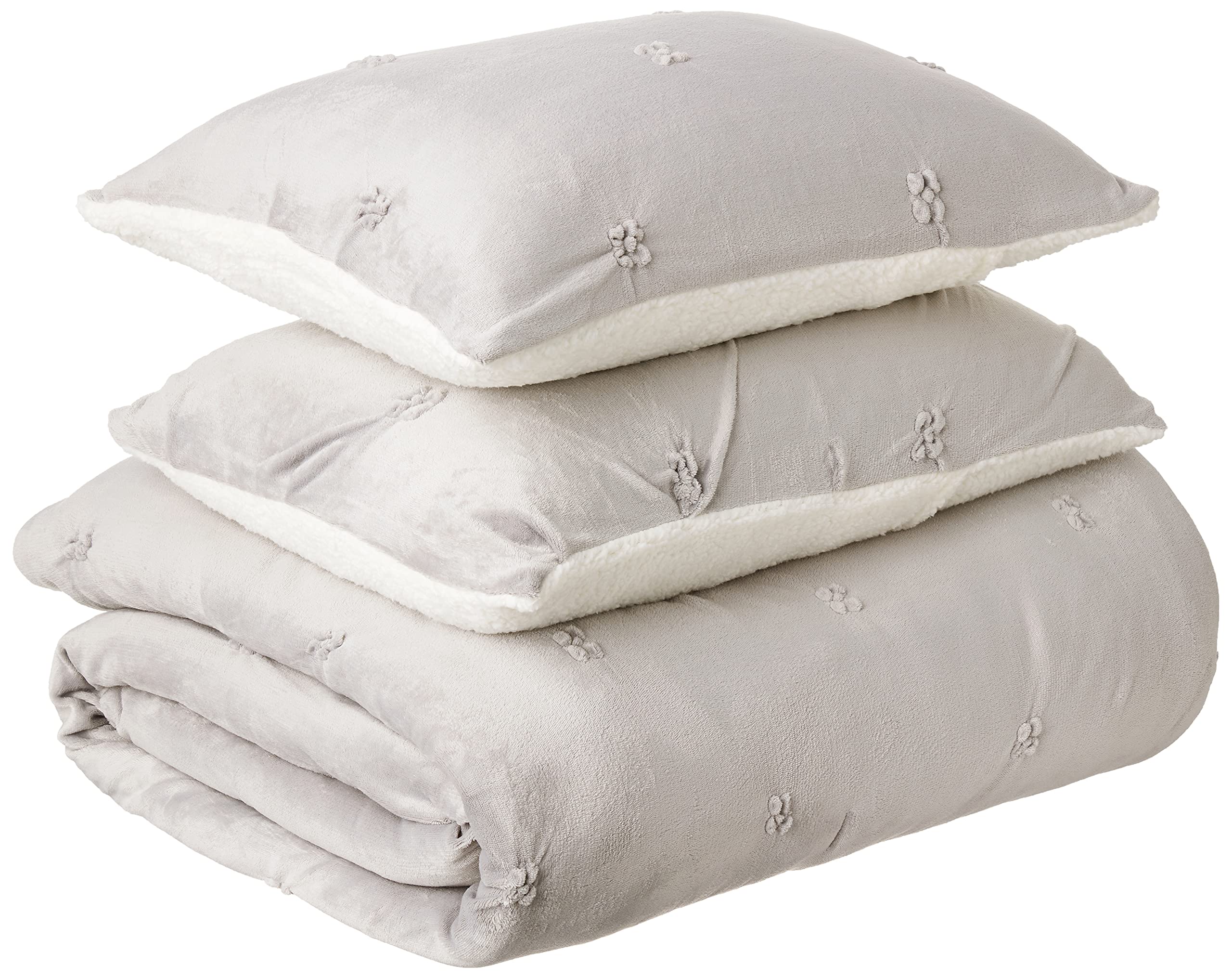 Chic Home Josepha Ultra Plush Micro Mink Pinch Pleated Ruffled Pintuck Sherpa Lined Bedding Set-Decorative Sham Included, Queen 
