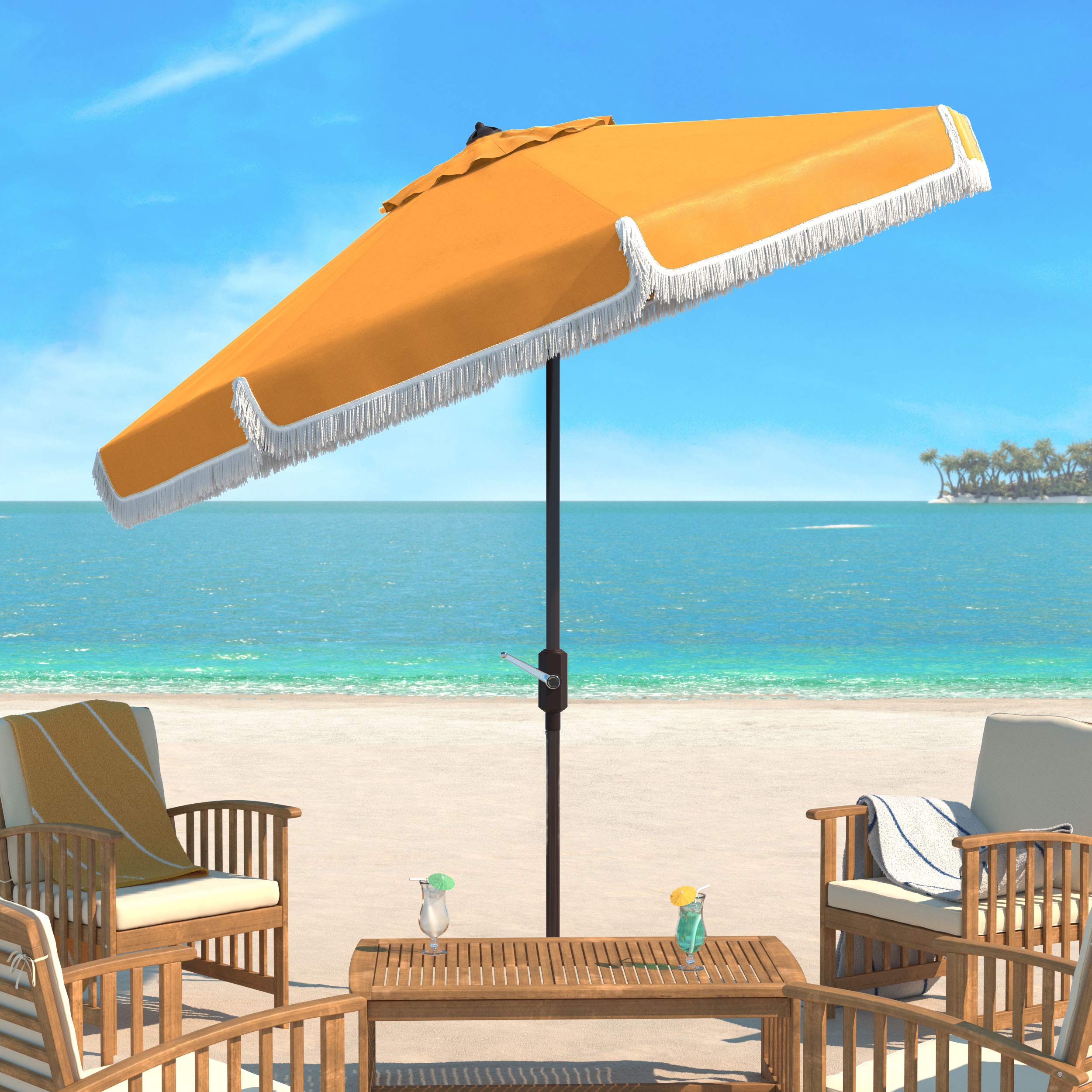 Safavieh Pat8108D Outdoor Collection Pat8108 Umbrella, Yellow