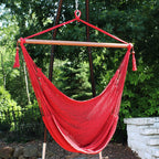 Sunnydaze Caribbean Xl Hanging Outdoor Hammock Chair - Soft-Spun Polyester Rope - 300-Pound Capacity - Red