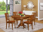 East West Furniture POAV5-SBR-W 5 Piece Modern Set Includes an Oval Wooden Table with Butterfly Leaf and 4 Dining Chairs, 42x60 Inch