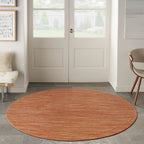 Nourison Essentials Indoor/Outdoor Rust 6' X Round Area Rug, Easy Cleaning, Non Shedding, Bed Room, Living Room, Dining Room, Backyard, Deck, Patio (6 Round)