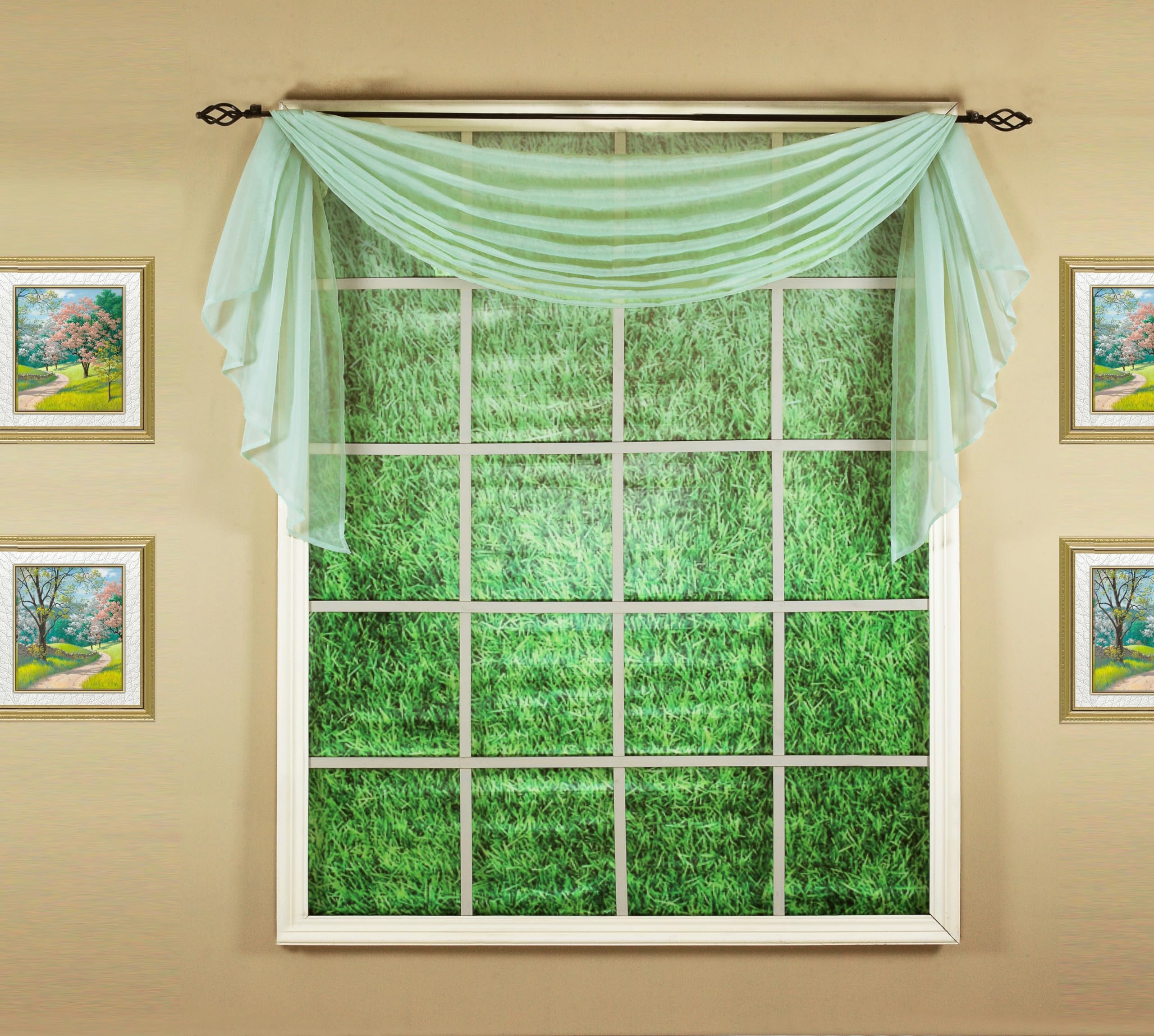 Today'S Curtain Emelia Original Voile Scarf 144', Sage, 45' W X 144' L