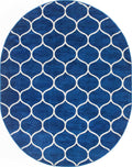 Unique Loom Trellis Frieze Collection Area Rug - Rounded (7 10 x 10 Oval, Navy Blue/ Ivory)