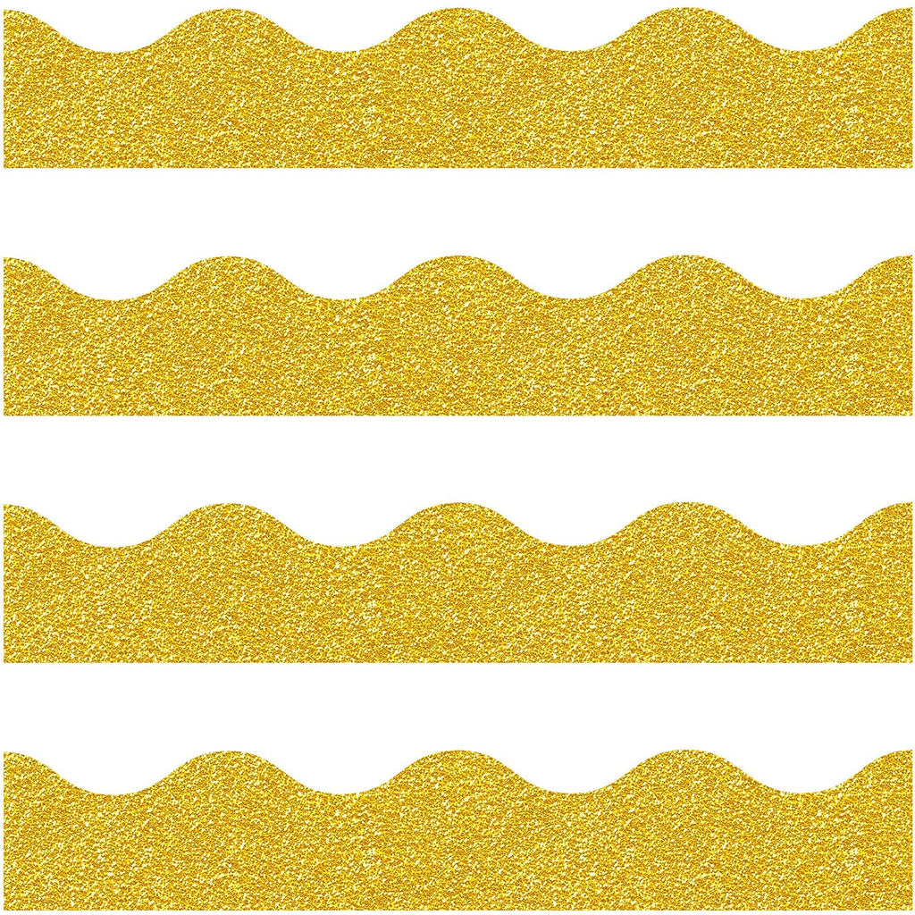 Spakon 55.8 Feet Bulletin Board Border Glitter Scalloped Borders Decorative Bulletin Board Trim Poster Decoration Strips(Glitter