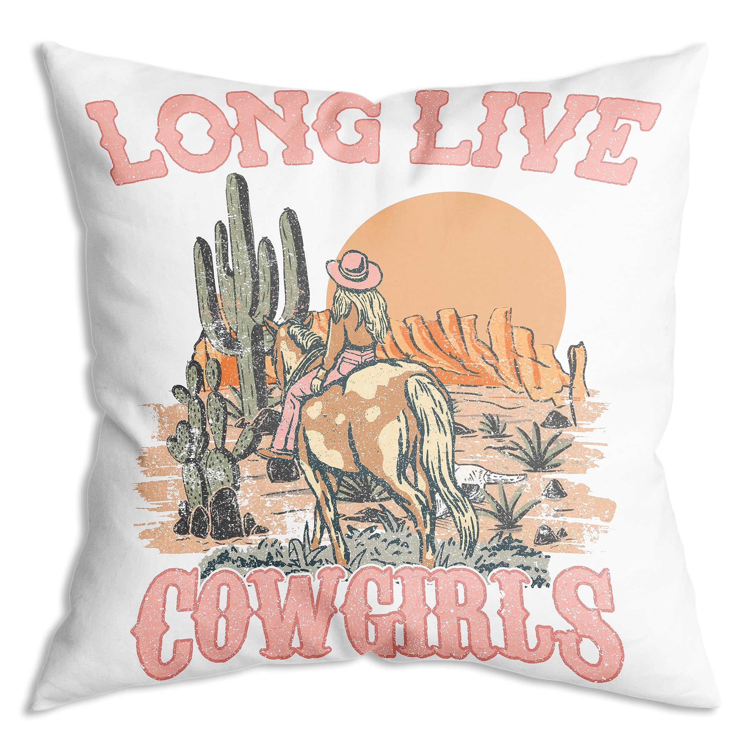 Zngfon Long Live Cowgirls,Retro Western The Cool Girl Soft Throw Pillow Covers Cushion Cover Decor For Sofa Couch Bed 18X18 Inch