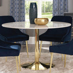 Coaster Home Furnishings Kella Round Marble Top Dining Table White and Gold