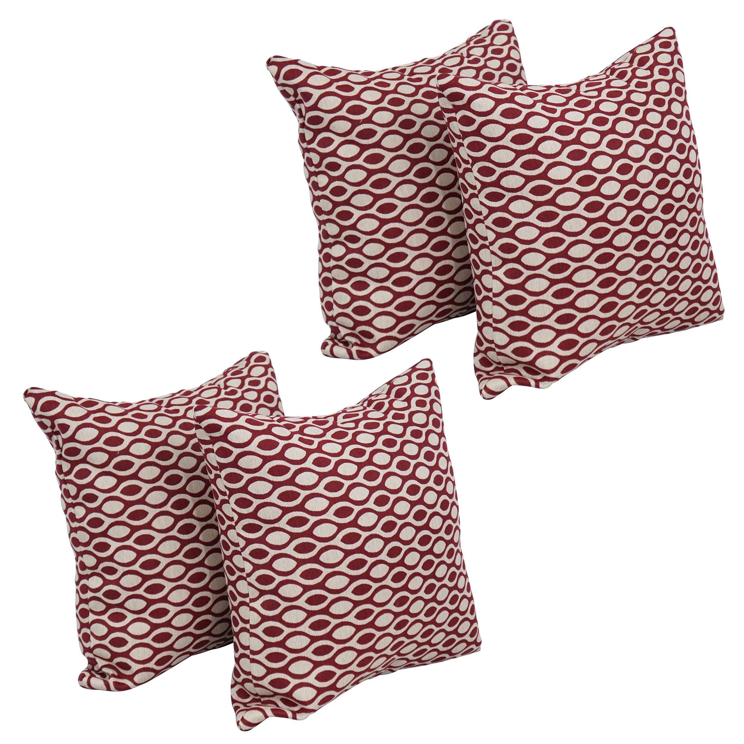 Blazing Needles Square Polyester Jacquard Throw Pillows, 17&quot;, Ozero Wine 4 Count