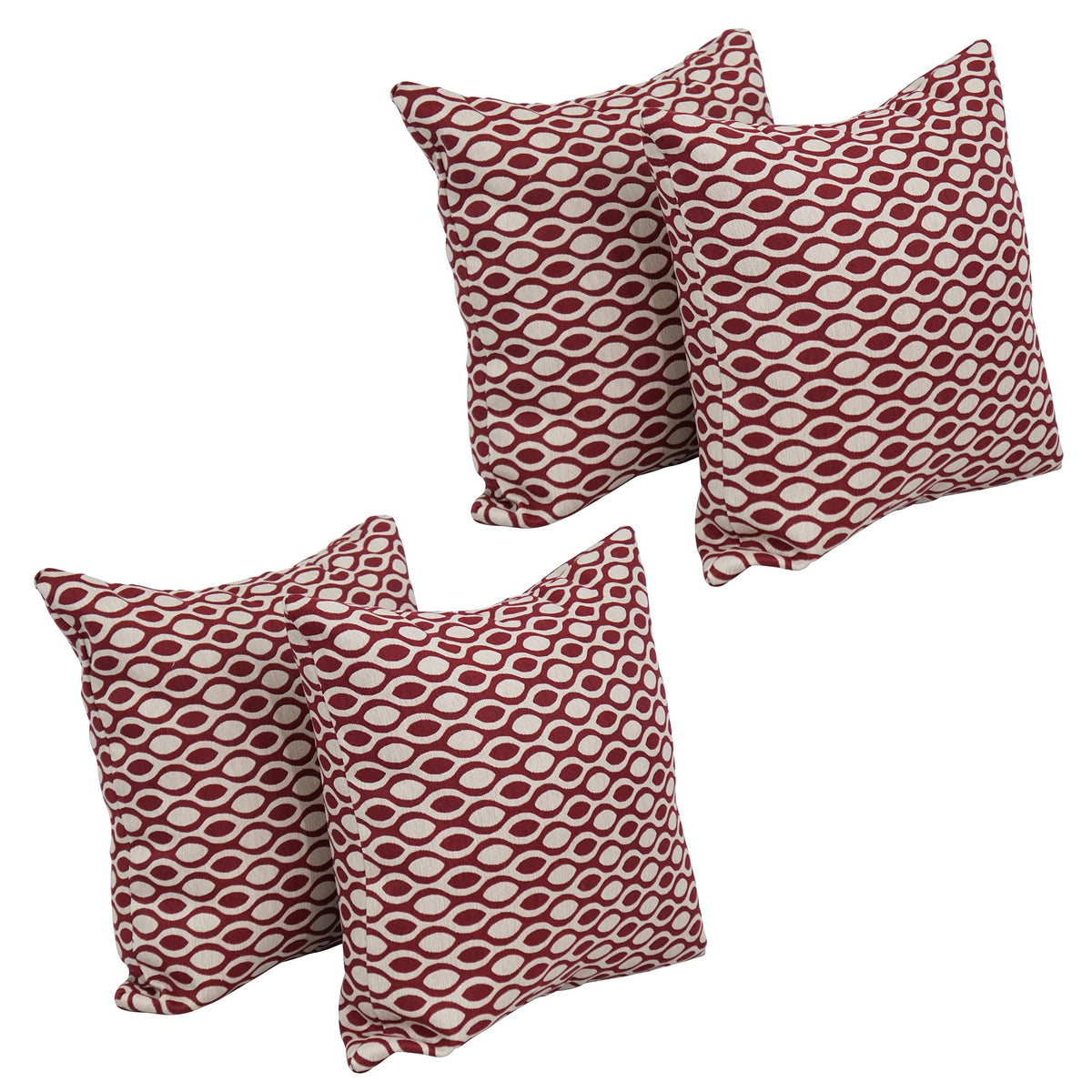 Blazing Needles Square Polyester Jacquard Throw Pillows, 17&quot;, Ozero Wine 4 Count