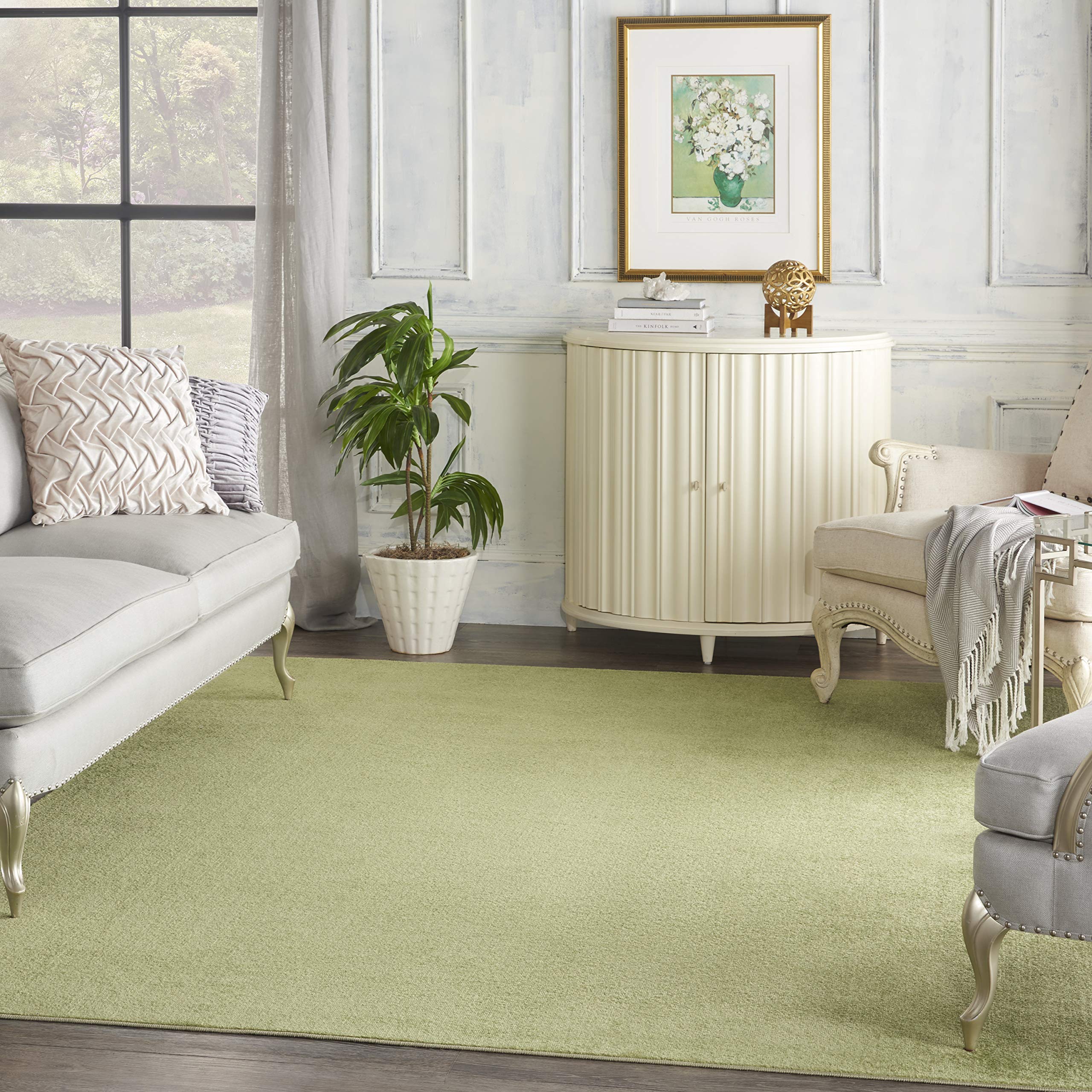 Nourison Essentials Indoor/Outdoor Green 10' X 14' Area -Rug, Easy -Cleaning, Non Shedding, Bed Room, Living Room, Dining Room, Backyard, Deck, Patio (10X14)