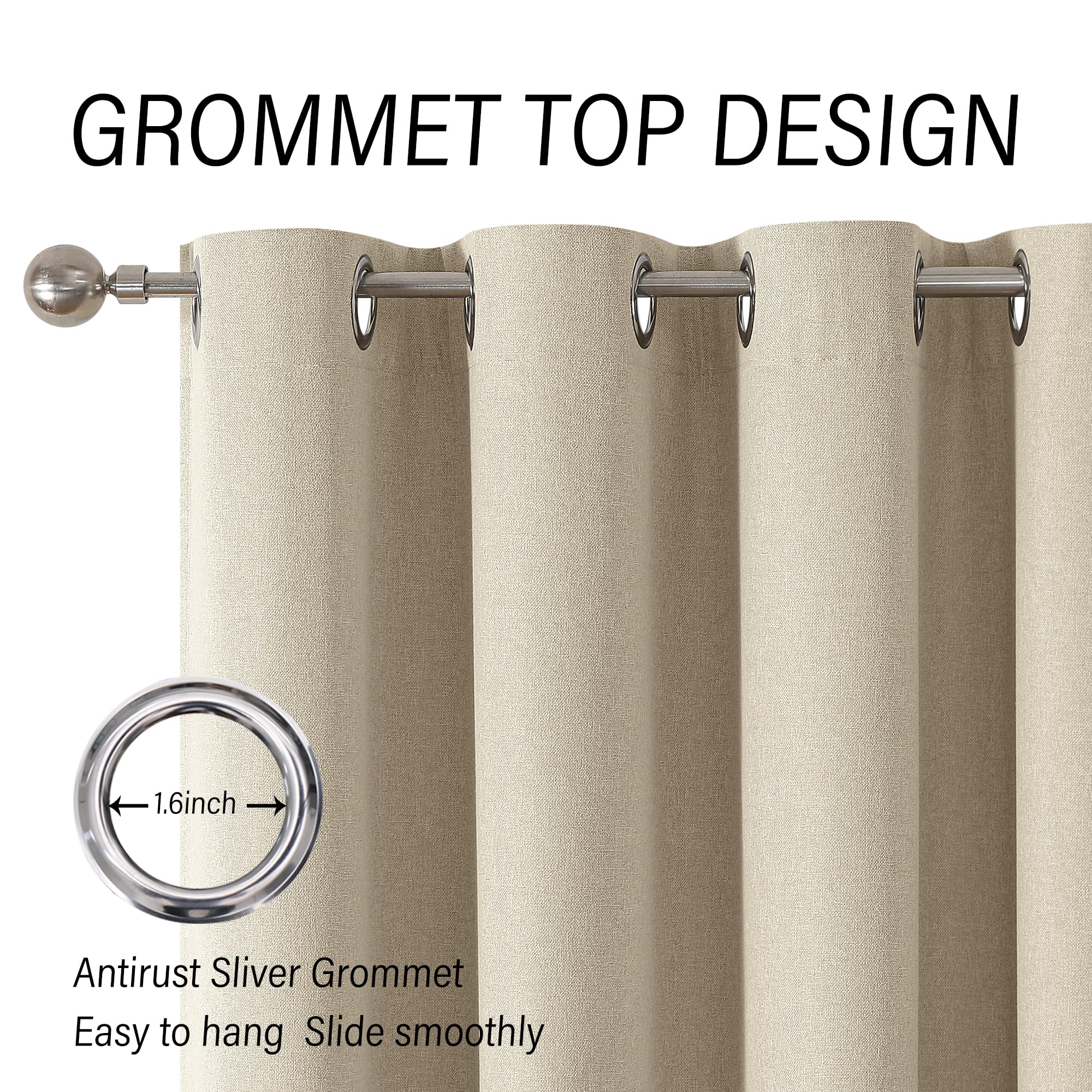 Chrisdowa Blackout Curtains 108 Inches Long For Bedroom Linen Curtains With Liner 100% Complete Black Out Full Light Blocking En