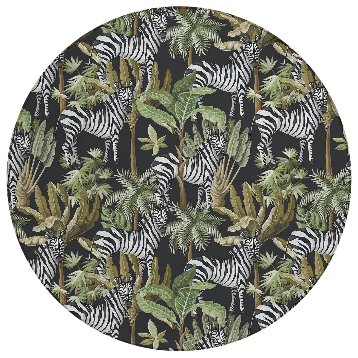 Dalyn Rugs Tropics Tc13 Black 8' X 8' Indoor Outdoor Round Rug, Easy Clean, Machine Washable, Non Shedding, Bedroom, Living Room, Dining Room, Kitchen, Patio Rug