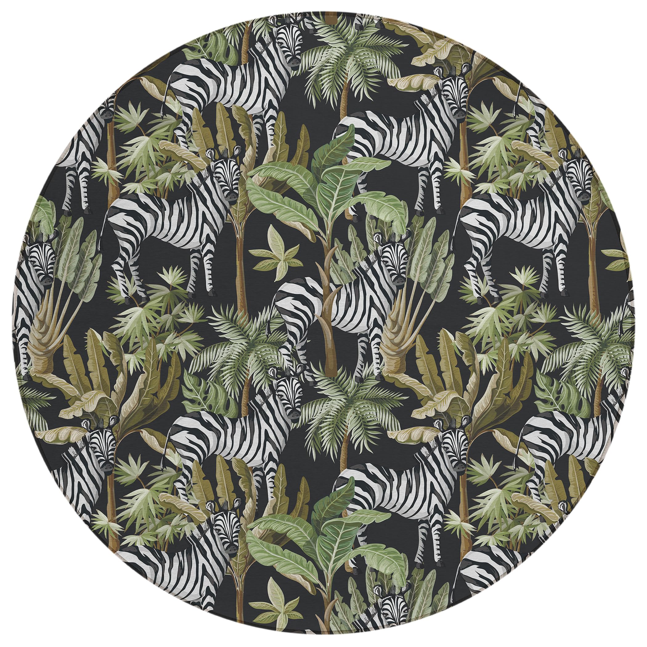 Dalyn Rugs Tropics Tc13 Black 8' X 8' Indoor Outdoor Round Rug, Easy Clean, Machine Washable, Non Shedding, Bedroom, Living Room, Dining Room, Kitchen, Patio Rug