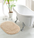 SASHAA WORLD Super Soft Reversible Bath Mat/Bathroom Rug from Crochet Collection | OvalShaped with Crochet Border | Ideal for T