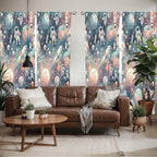 Ambesonne Outer Space Window Curtains Pack Of 2, Dreamy Cartoon Galaxy With Starry Clouds Planets Astronauts Rockets, Lightweigh
