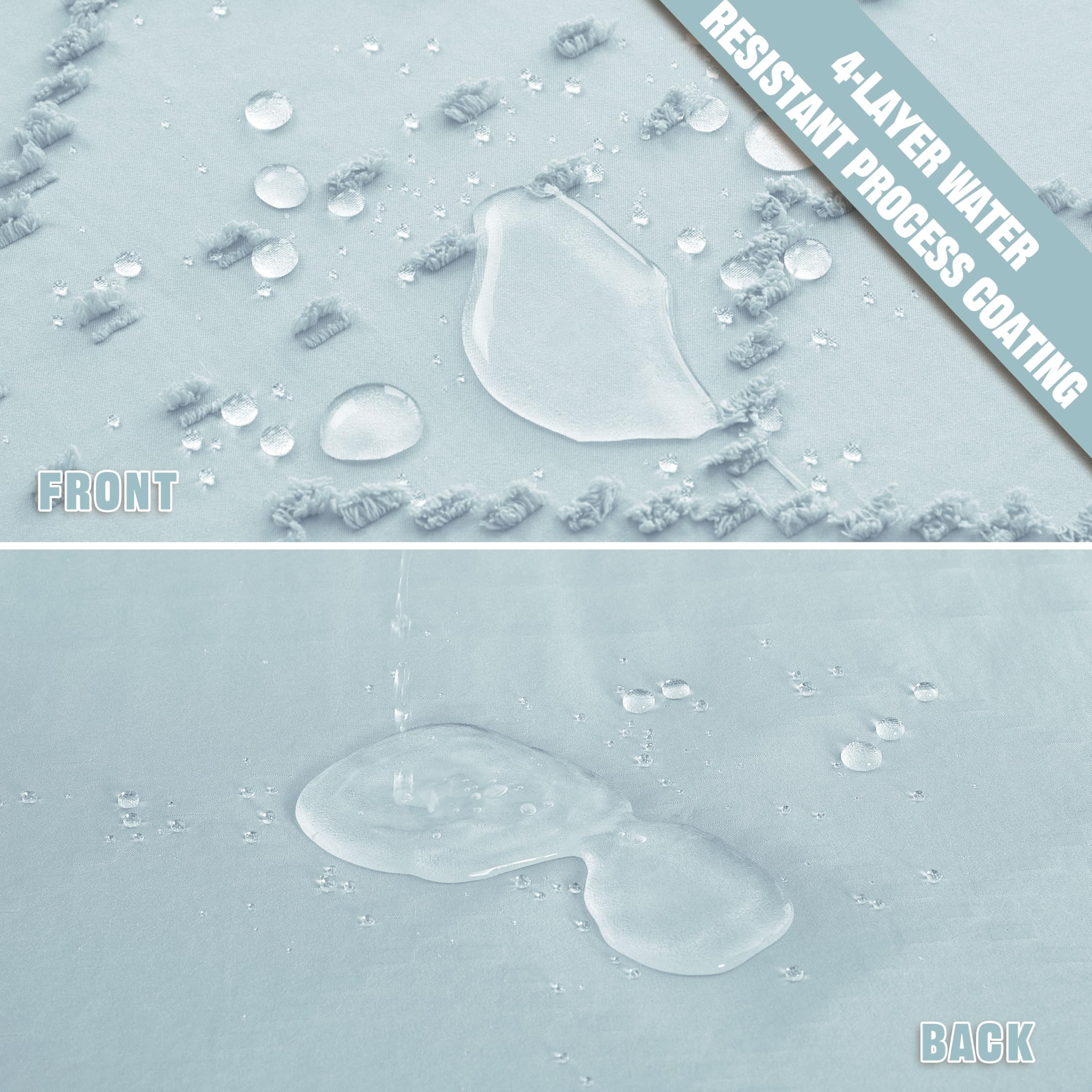 Siiluminisoy Fog Blue Boho Shower Curtain Woven Fabric Shower Curtain, 72 X 72 Tufted Chevron Textured Striped Modern Farmhouse