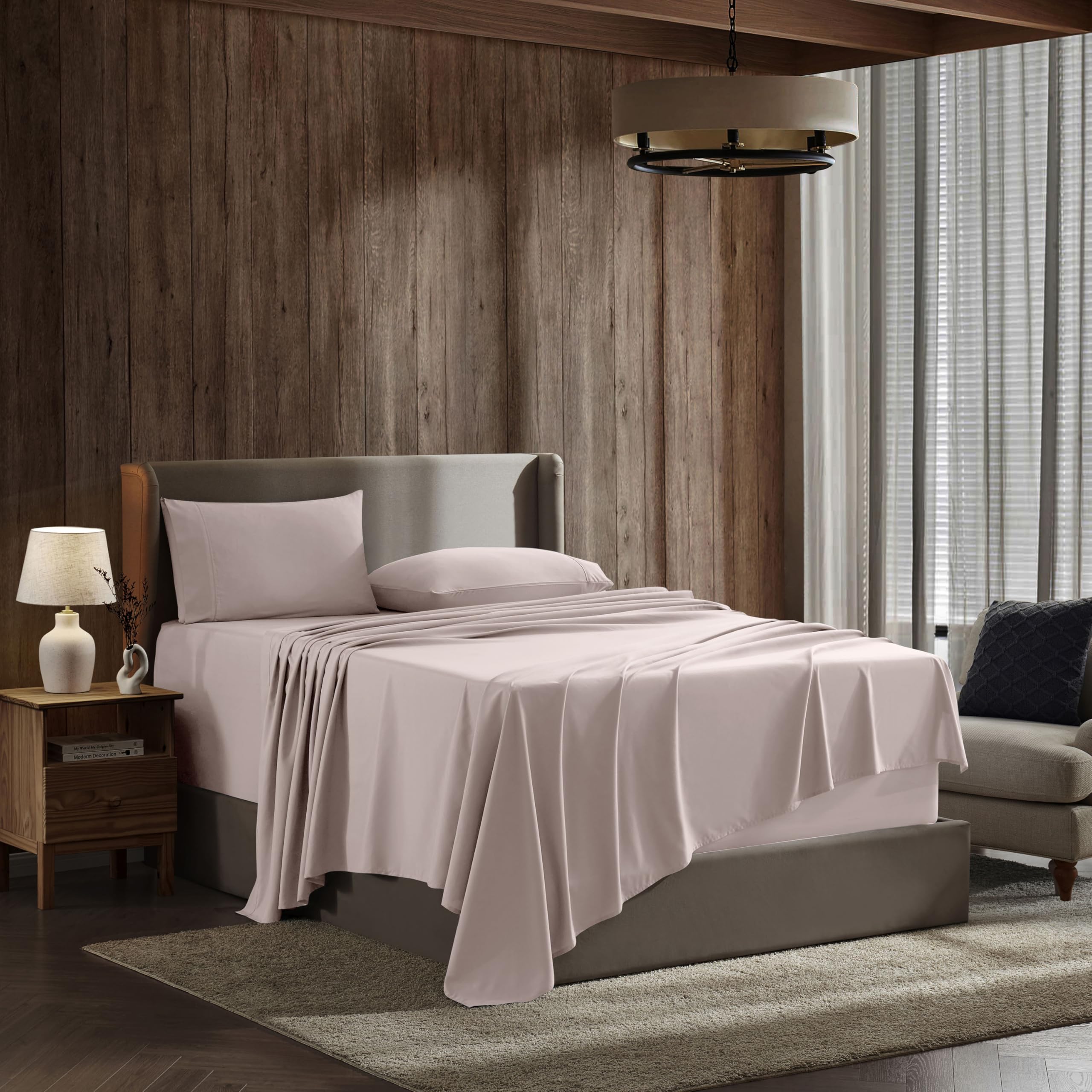 Nestl Queen Sheet Set- 4 Piece Bed Sheets For Queen Size Bed, Deep Pocket, Hotel Luxury, Extra Soft, Breathable And Cooling, Pea