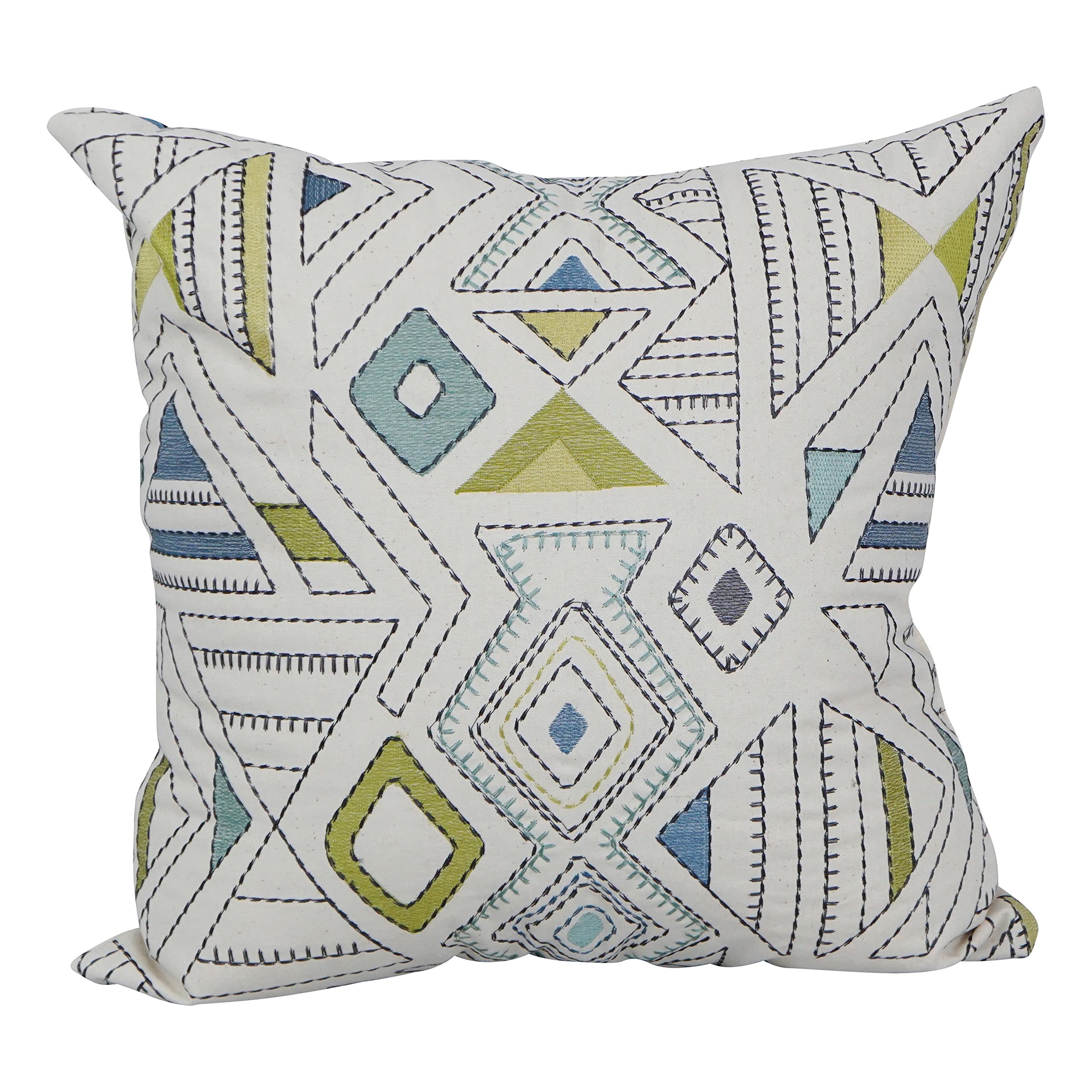 Blazing Needles Square Cotton Jacquard Throw Pillow, 17", Barista Minera
