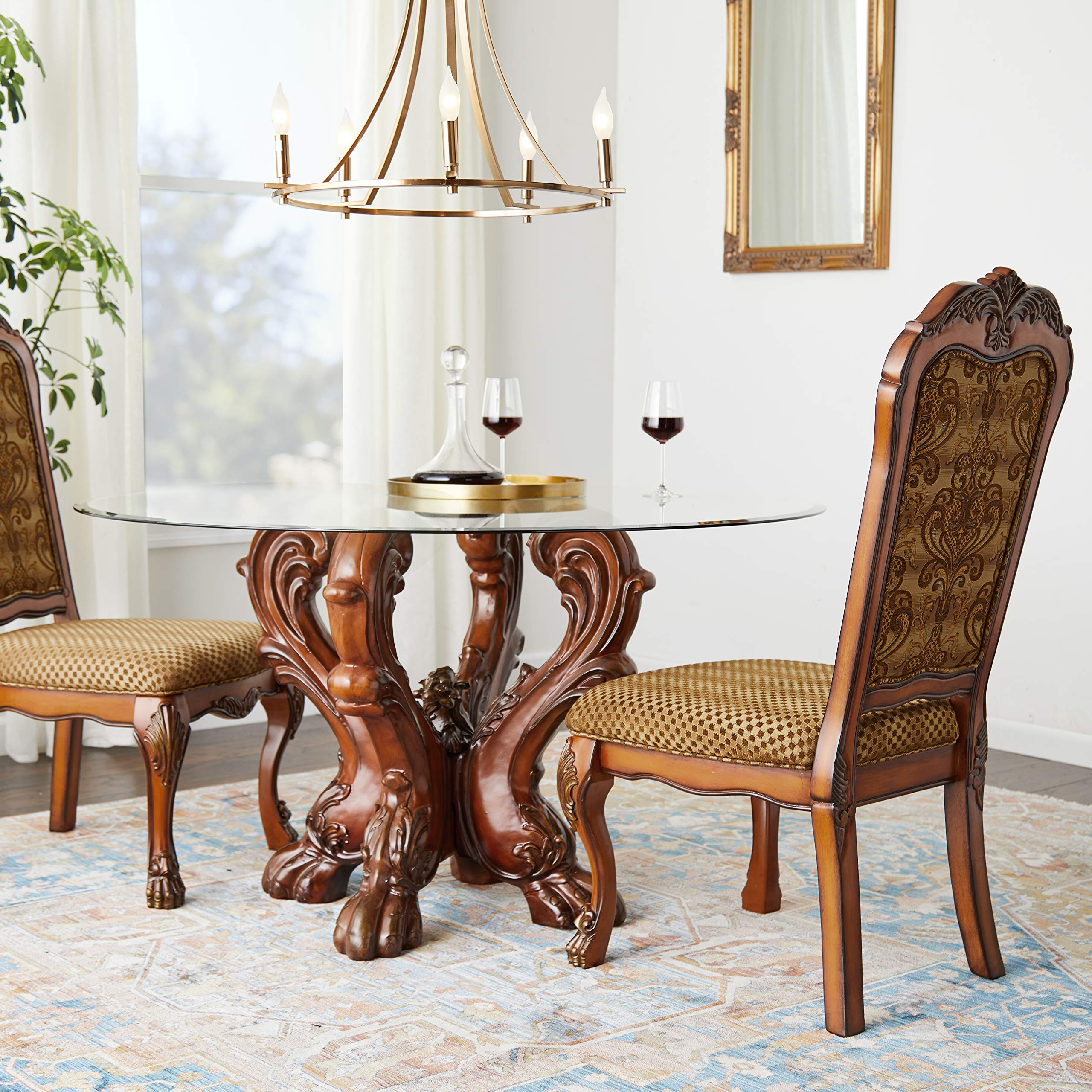 ACME Dresden Side Chair (Set-2) - 12153 - Fabric & Cherry Oak
