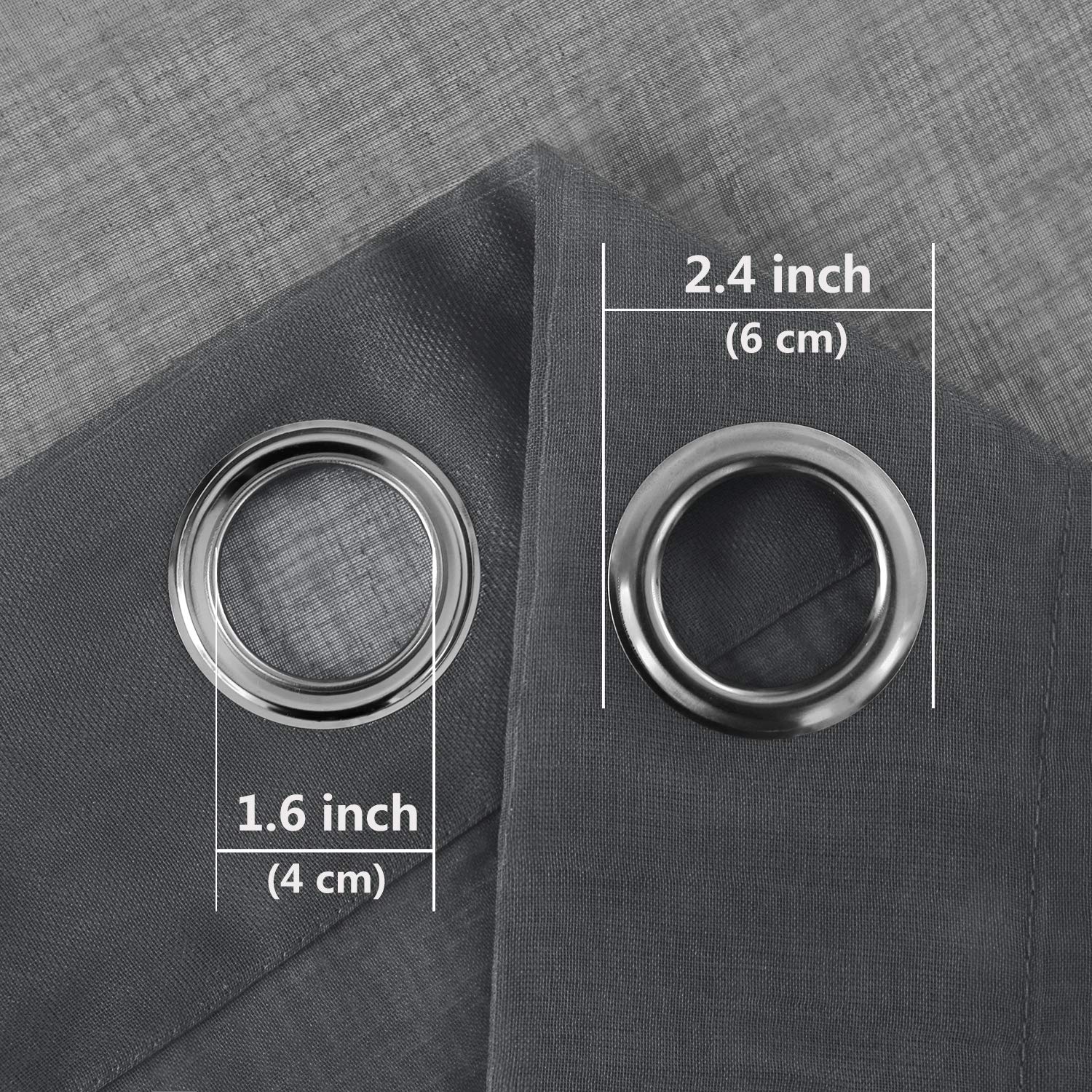 Dwcn Dark Grey Sheer Curtains For Living Room Bedroom - Faux Linen Look Voile Drapes Grommet Top Window Curtain Panel 52 X 84 In