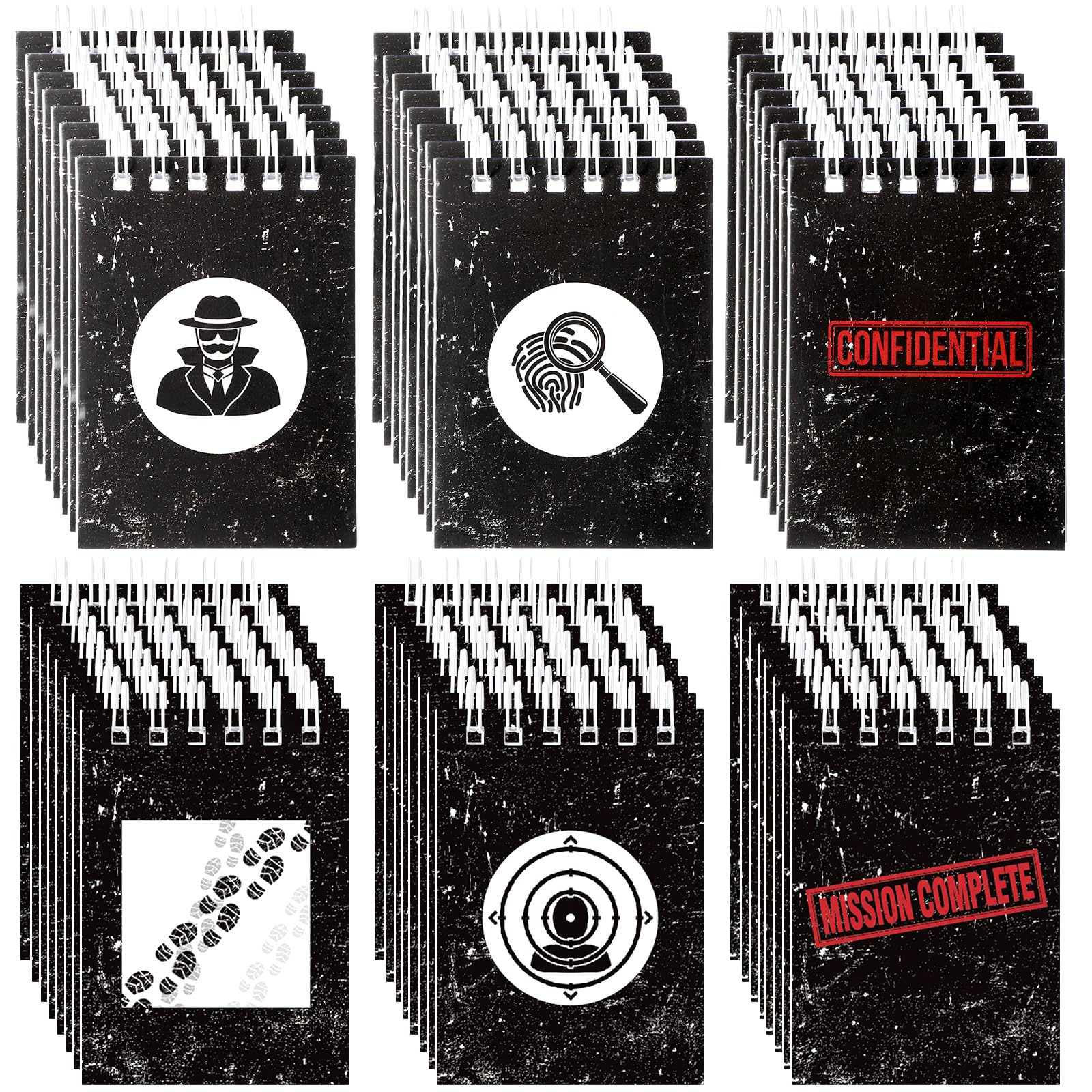 Zhanmai 48 Pcs Secret Mini Notepads Spiral Notebooks Ninja Notepads for Boys Girls, Spy Detective Theme Parties, Secret Agent My