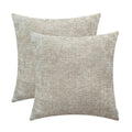 Calitime Pack Of 2 Cozy Throw Pillow Covers Cases For Couch Sofa Home Decoration Solid Dyed Soft Chenille 24 X 24 Inches Light T
