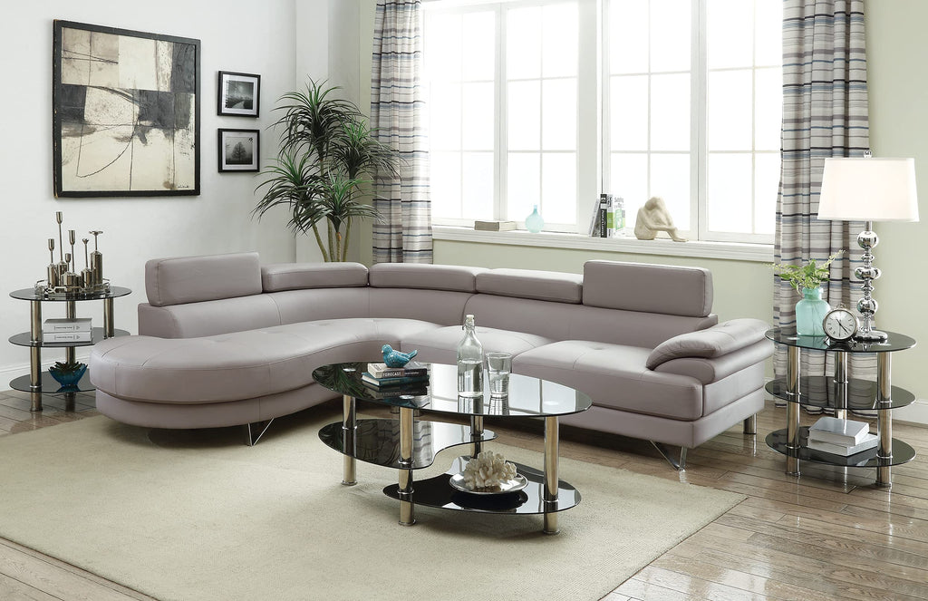 simple relax Faux Leather 2 Piece Sectional in Light Grey