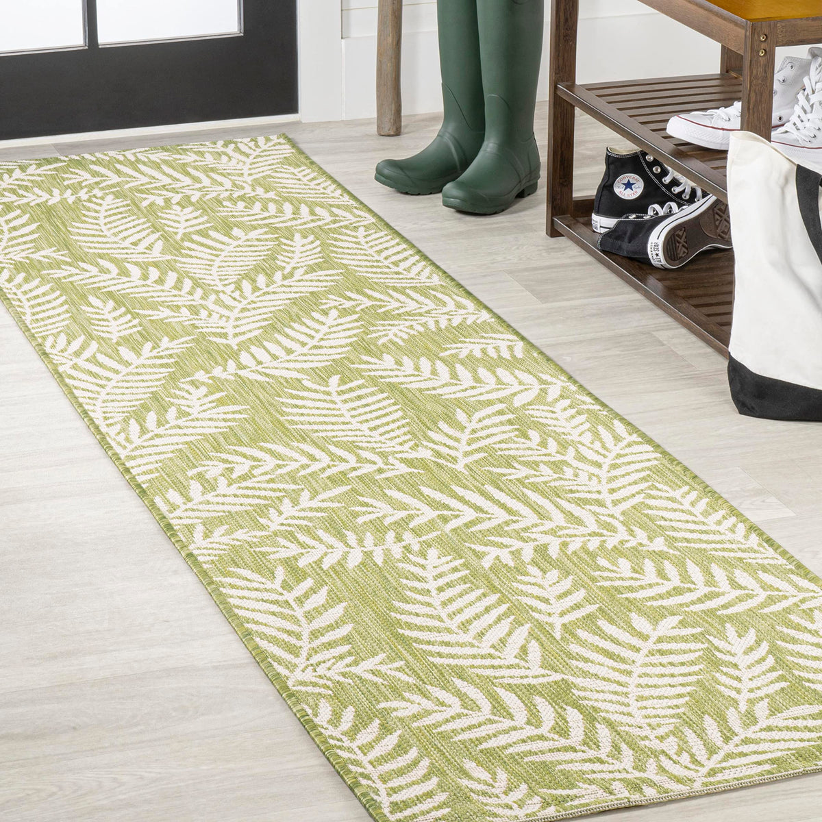 Jonathan Y Smb119D-28 Nevis Palm Frond Indoor Outdoor Area Rug, Coastal Casual Country Easy Cleaning,Bedroom,Kitchen,Backyard,Pa