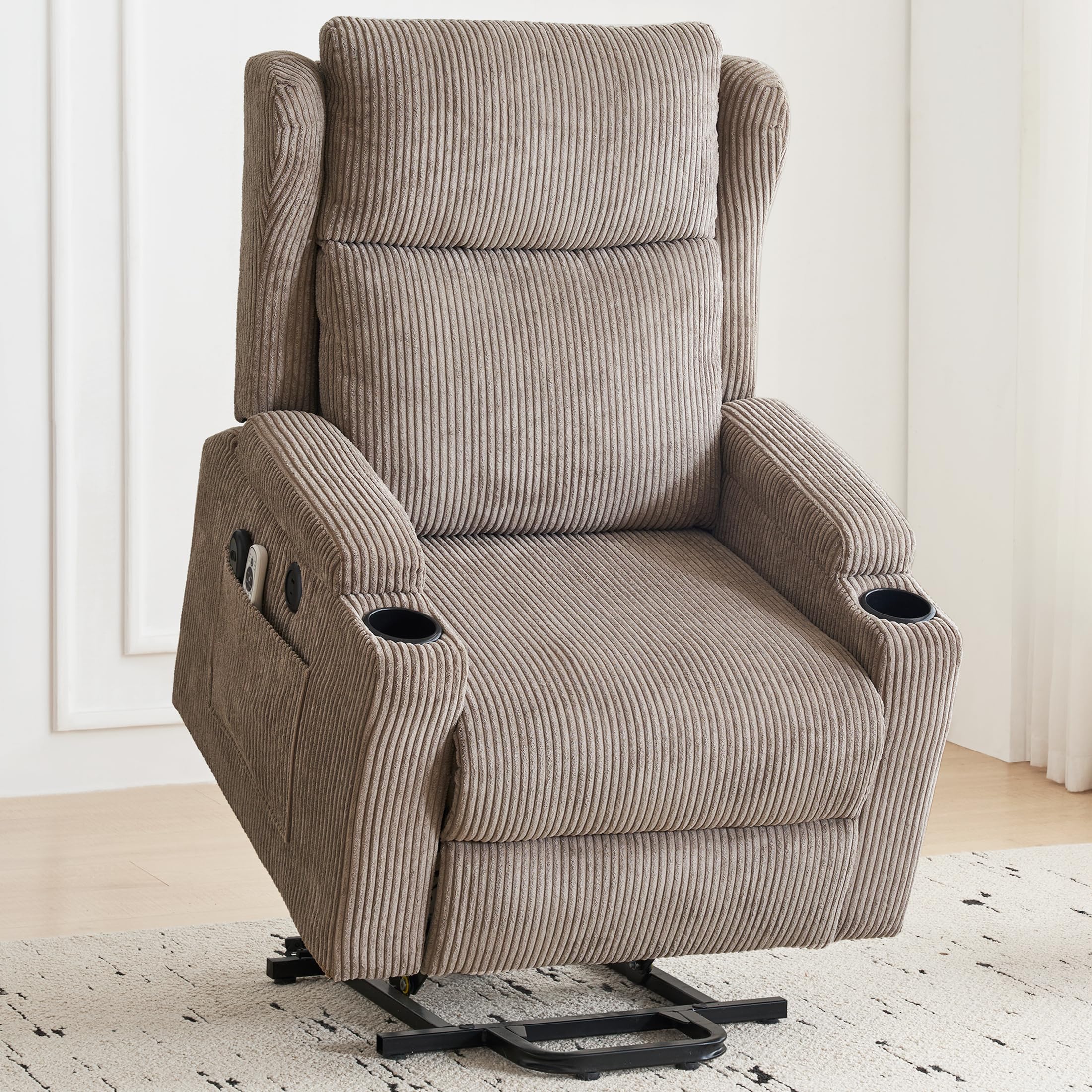 Sfxingyou Lift Recliner Chair For Adults With Massage And Heating, Power Lift Recliner Chairs For Elderly, Corduroy Fabric Recli