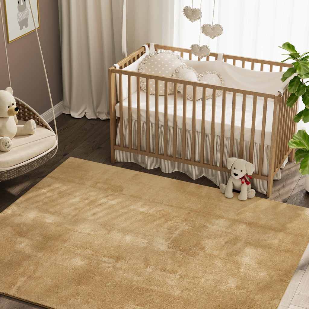 jinchan Solid Plush Area Rug 3x5 Performance Shaggy Rug Washable Area Rug Indoor Soft Rug Modern Faux Wool Rug Cozy Non Slip Car